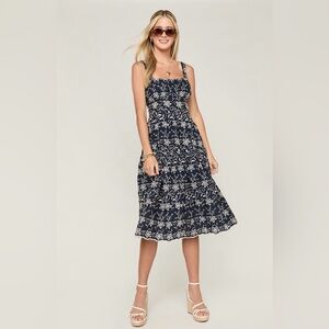 Navy Floral Embroidered Midi Sundress medium